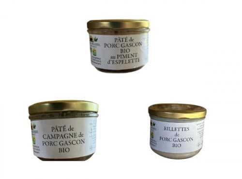 Coffret découverte 3 patés de porc gascon bio - Photo 1 sur 1