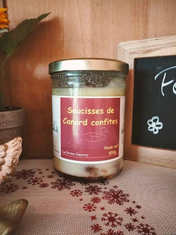 Saucisses de canard confites